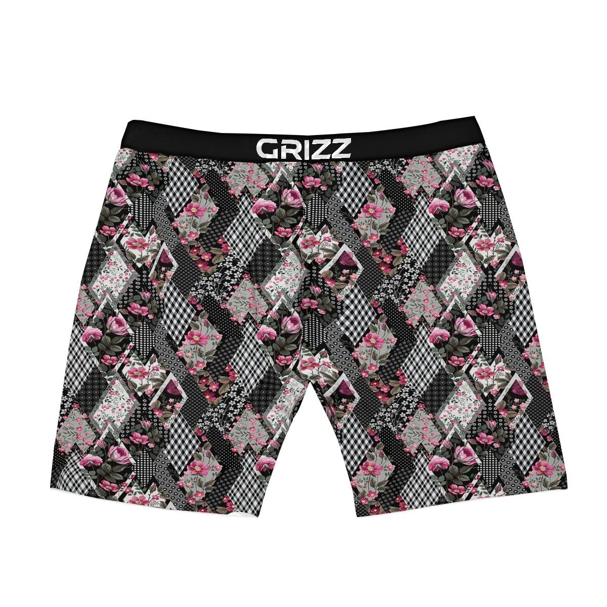 Patchwork Floral Black Pink Print Pattern Boxer Briefs-grizzshop