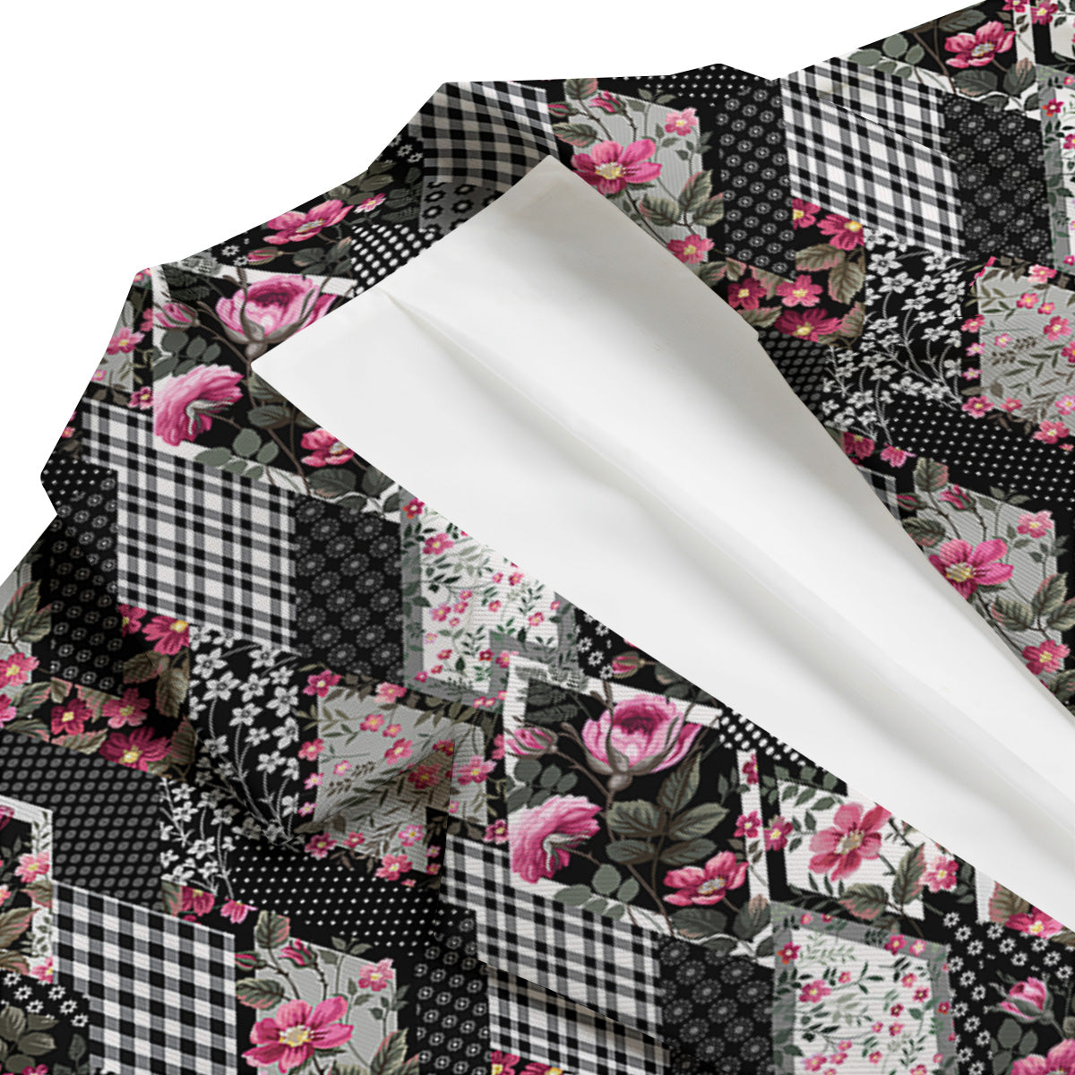 Patchwork Floral Black Pink Print Pattern Men's Blazer-grizzshop