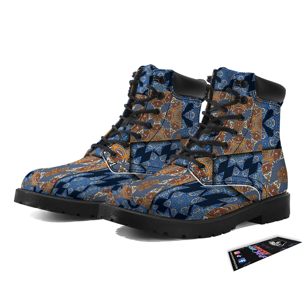 Patchwork Floral Vintage Print Pattern Boots-grizzshop