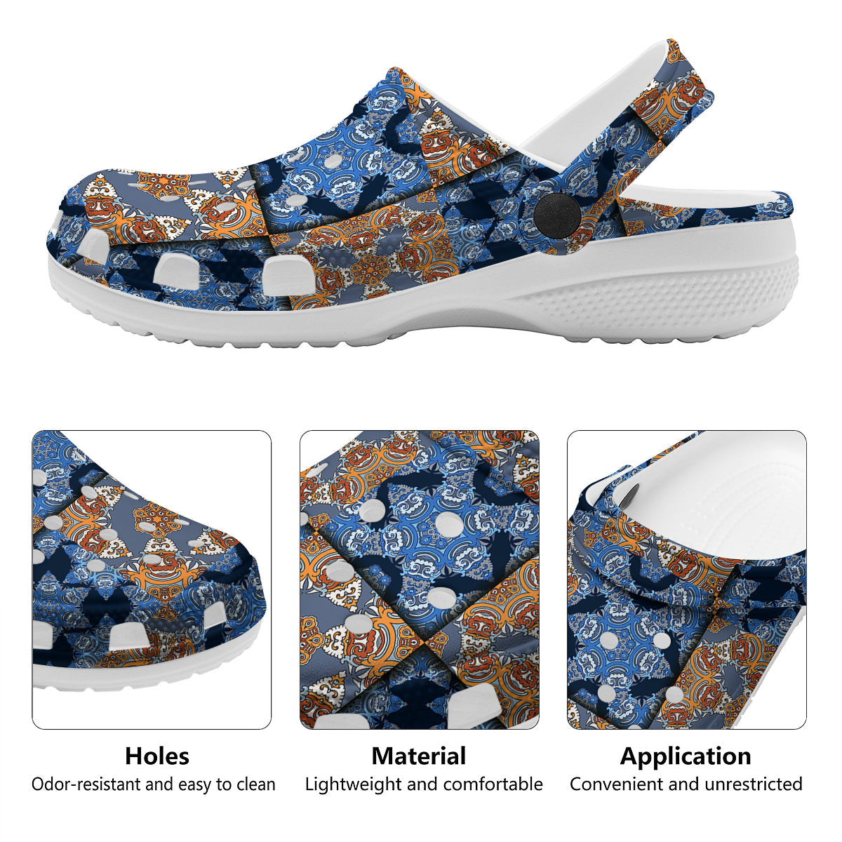 Patchwork Floral Vintage Print Pattern Clog-grizzshop