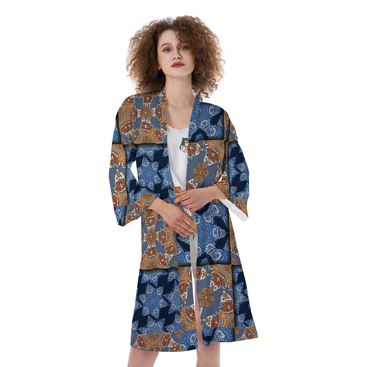 Patchwork Floral Vintage Print Pattern Kimono-grizzshop