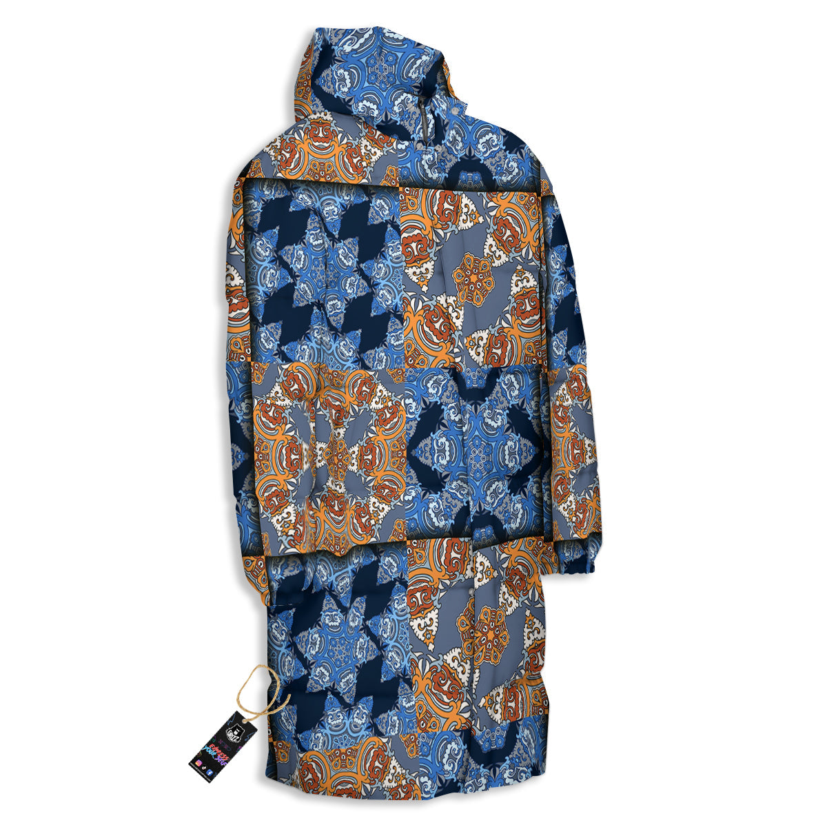 Patchwork Floral Vintage Print Pattern Long Down Jacket-grizzshop
