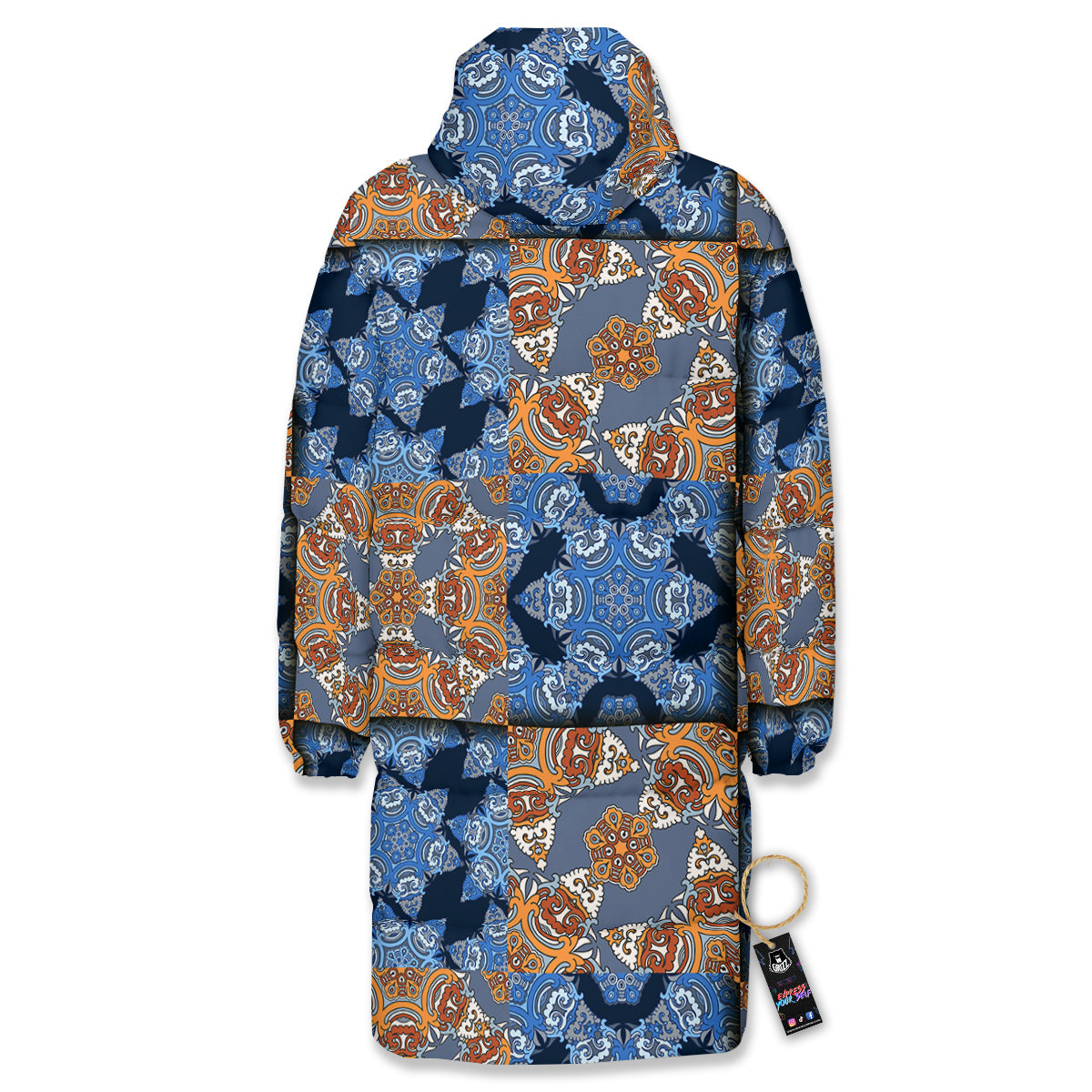 Patchwork Floral Vintage Print Pattern Long Down Jacket-grizzshop