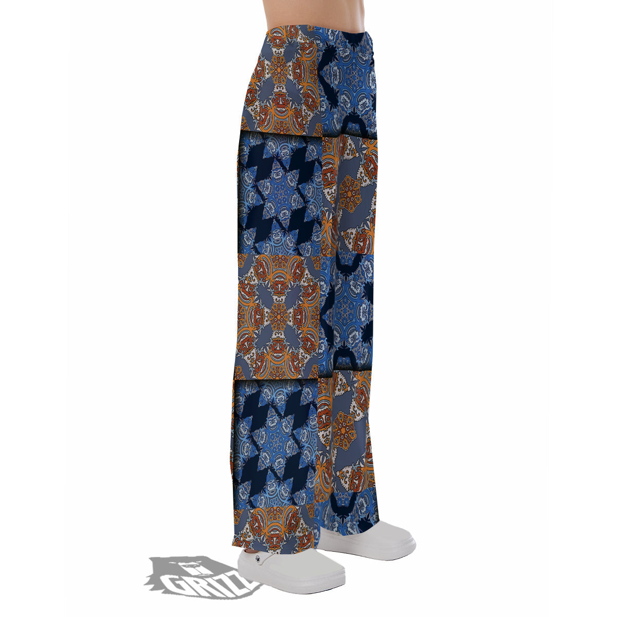 Patchwork Floral Vintage Print Pattern Pajama Pants-grizzshop
