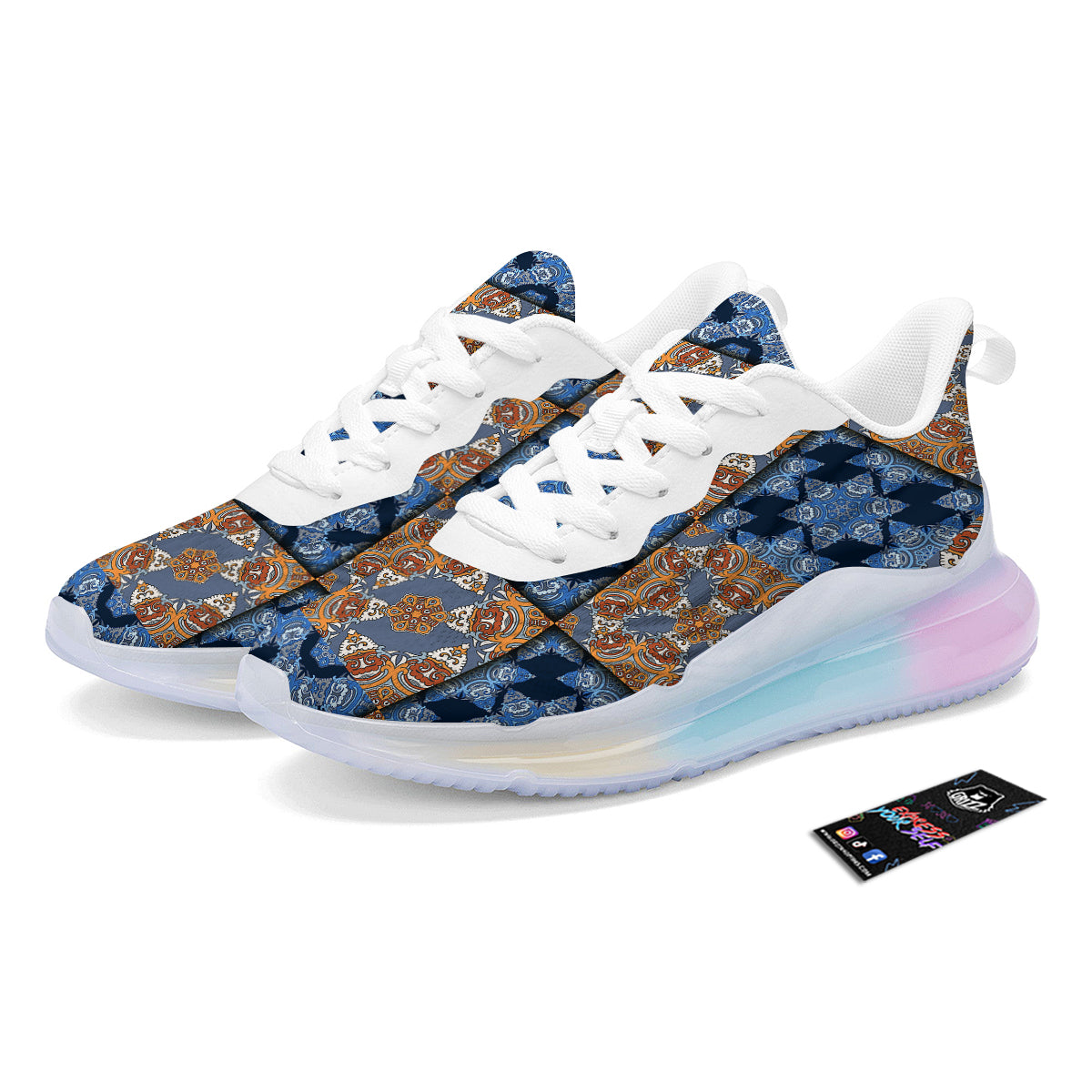 Patchwork Floral Vintage Print Pattern Running Sneakers-grizzshop