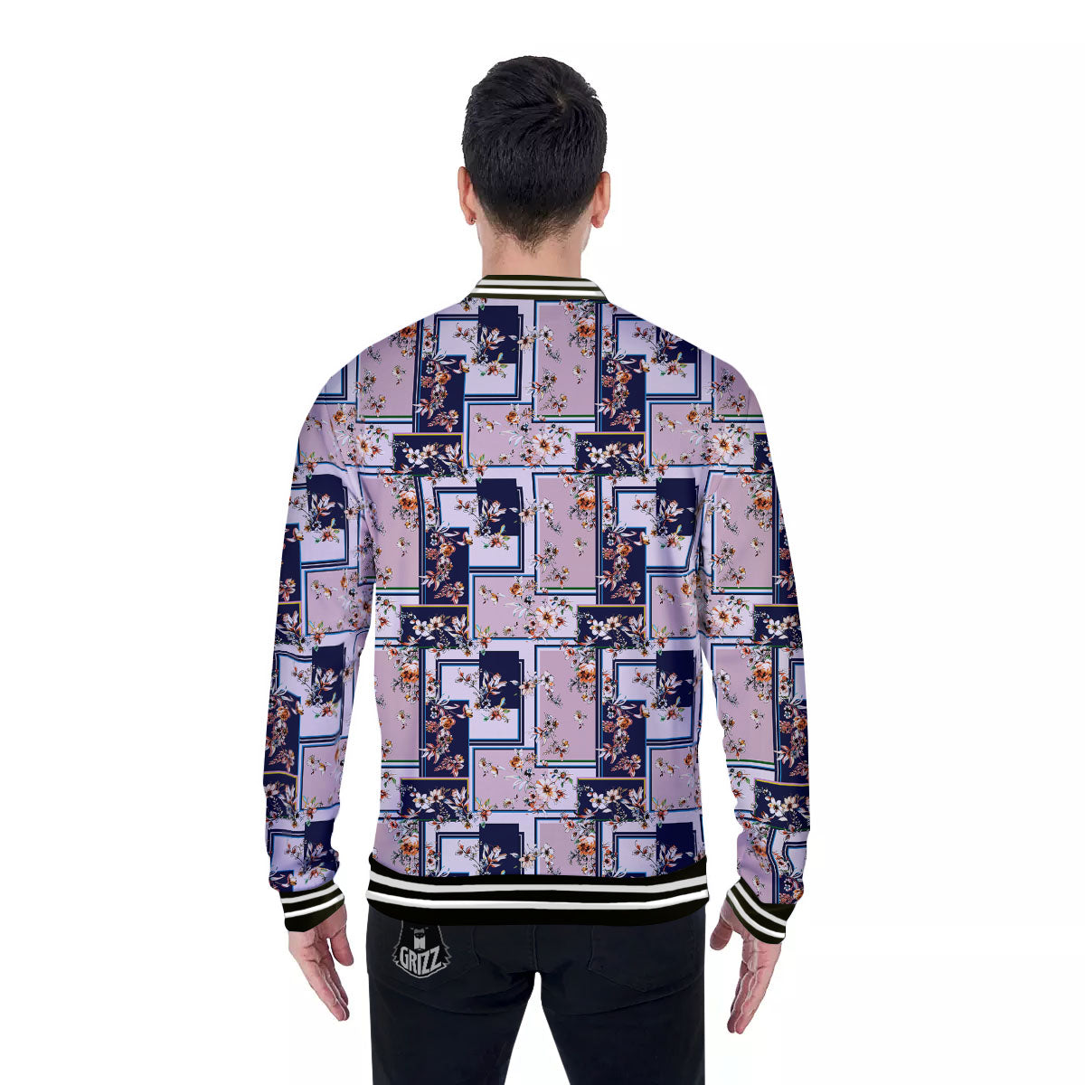 Patchwork Flower Vintage Print Pattern Baseball Jacket-grizzshop