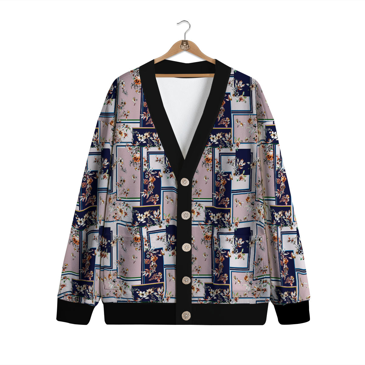 Patchwork Flower Vintage Print Pattern Cardigan-grizzshop
