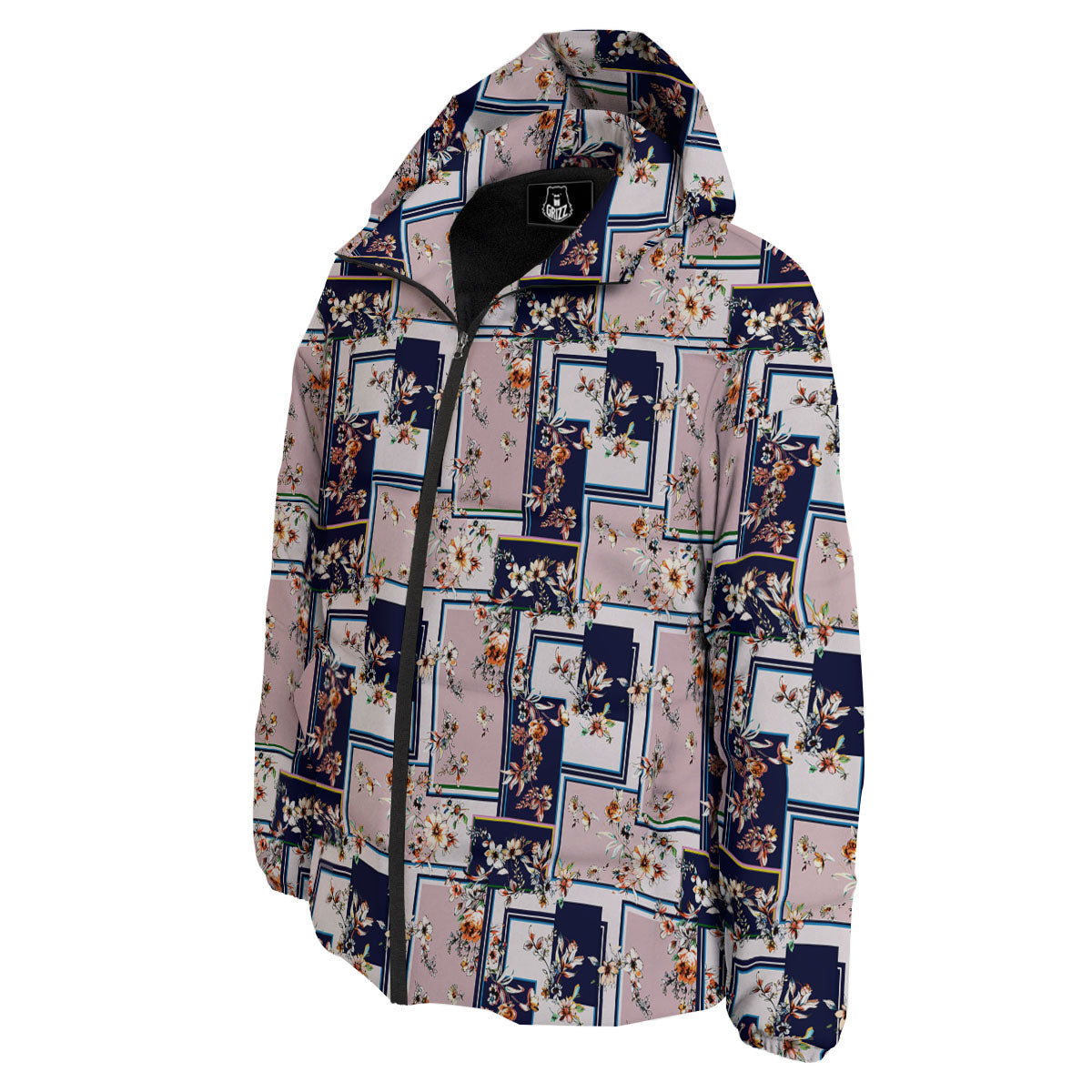 Patchwork Flower Vintage Print Pattern Down Jacket-grizzshop