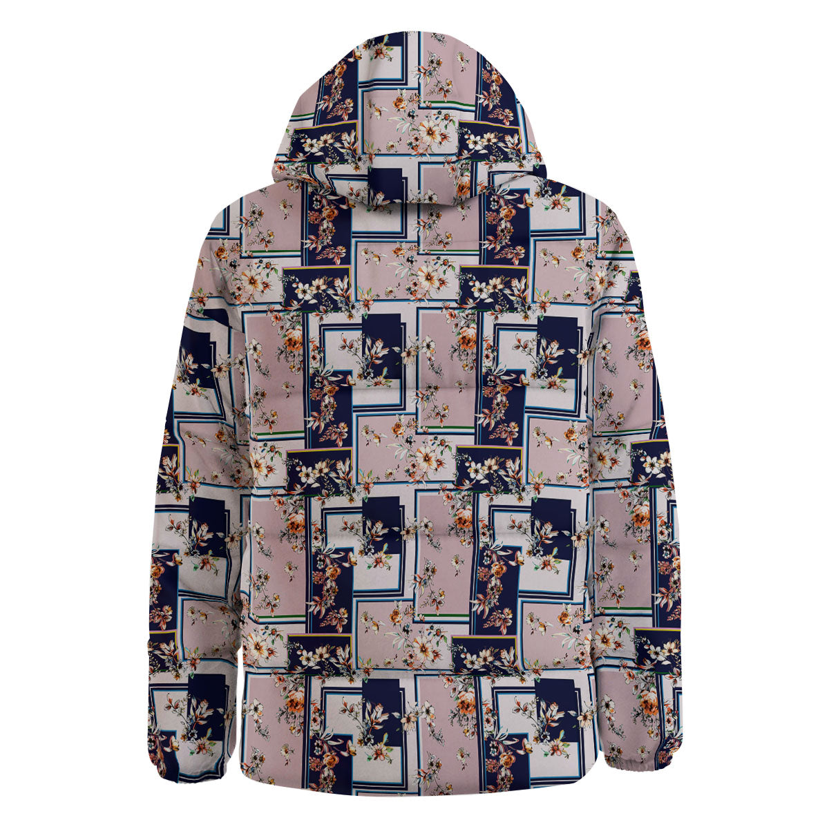 Patchwork Flower Vintage Print Pattern Down Jacket-grizzshop