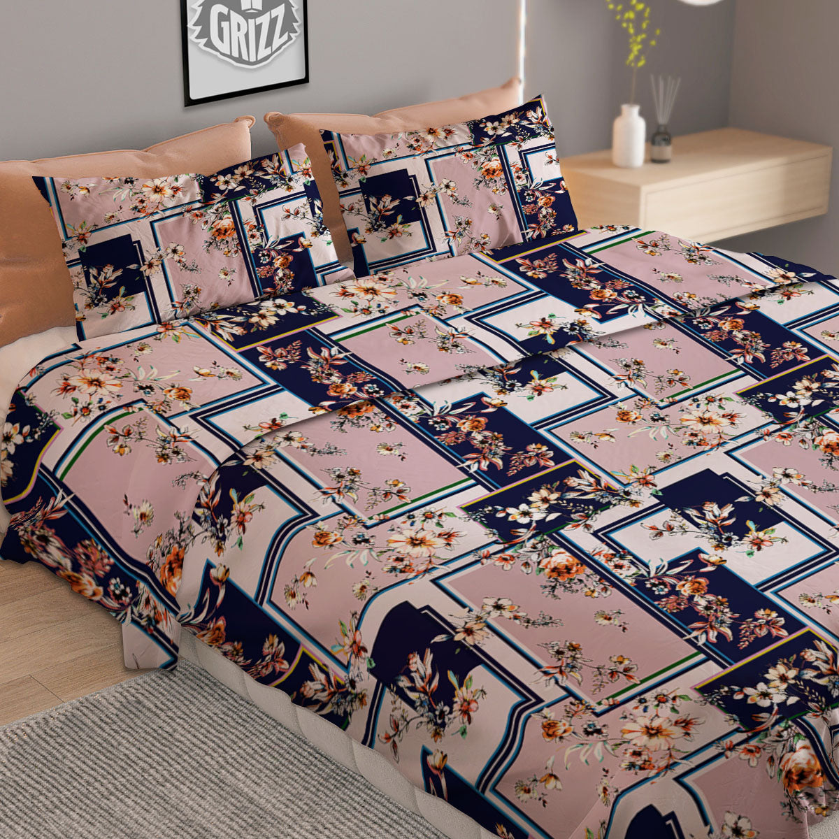 Patchwork Flower Vintage Print Pattern Duvet Cover Bedding Set