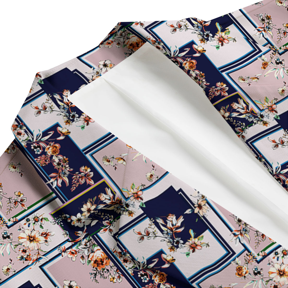 Patchwork Flower Vintage Print Pattern Men's Blazer-grizzshop