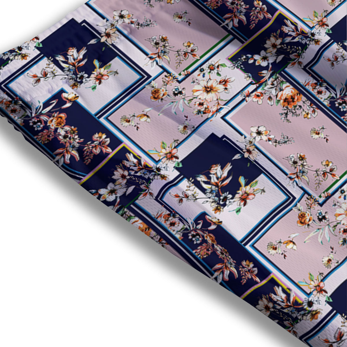 Patchwork Flower Vintage Print Pattern Mesh Shorts-grizzshop