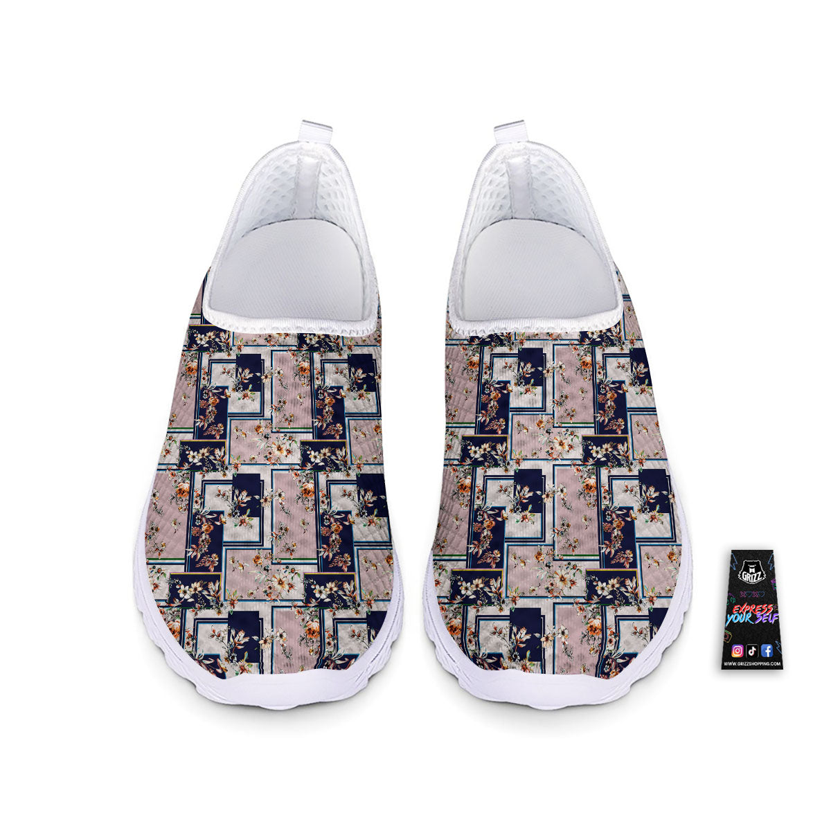 Patchwork Flower Vintage Print Pattern Nurse Shoes-grizzshop