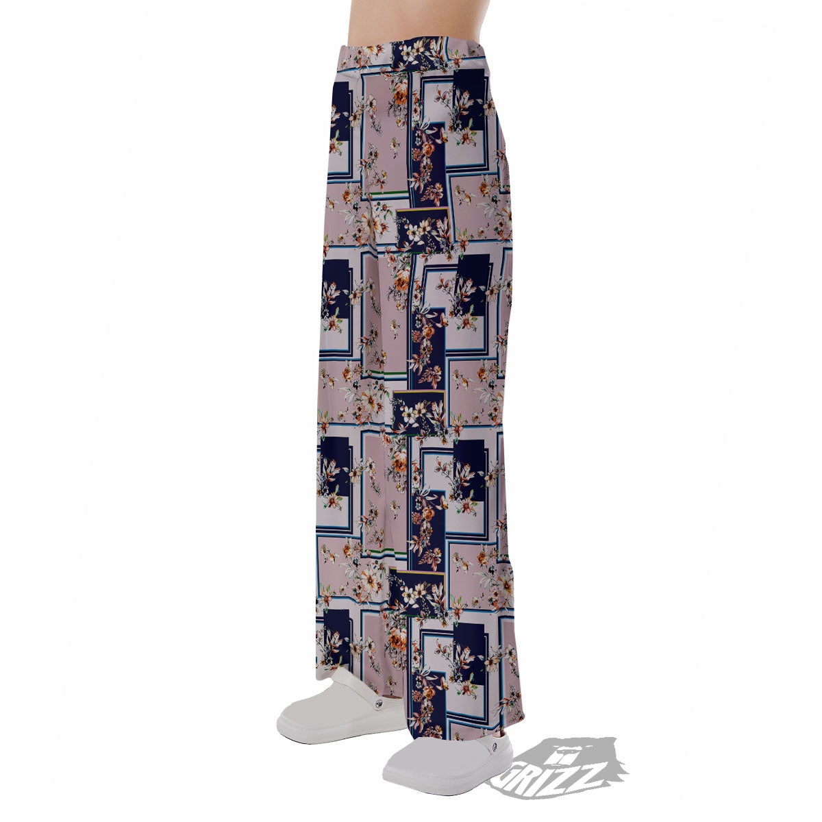 Patchwork Flower Vintage Print Pattern Pajama Pants-grizzshop