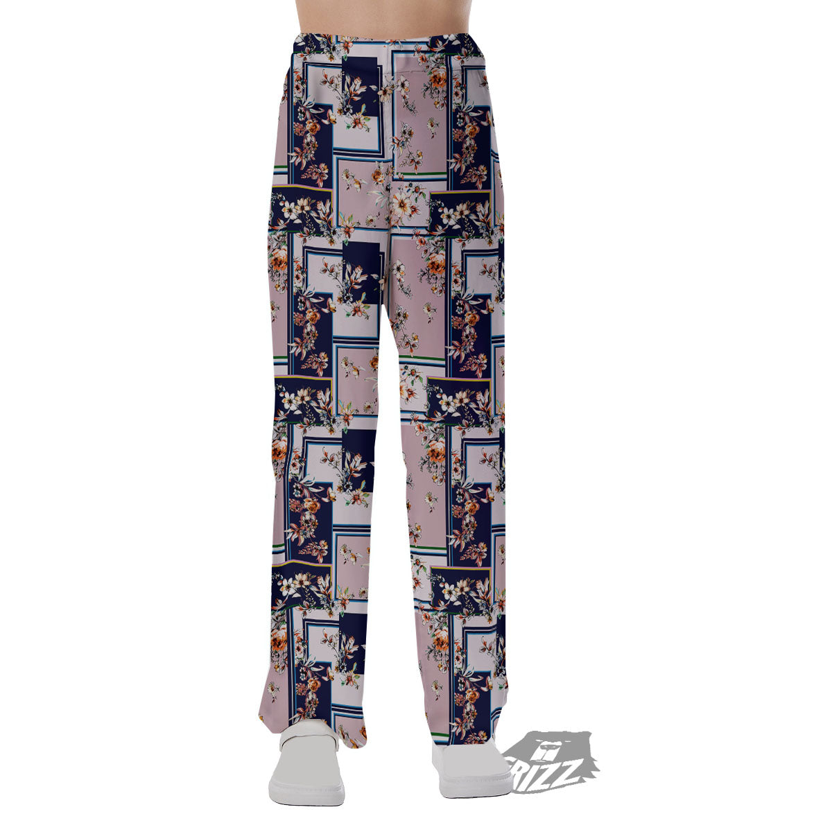 Patchwork Flower Vintage Print Pattern Pajama Pants-grizzshop