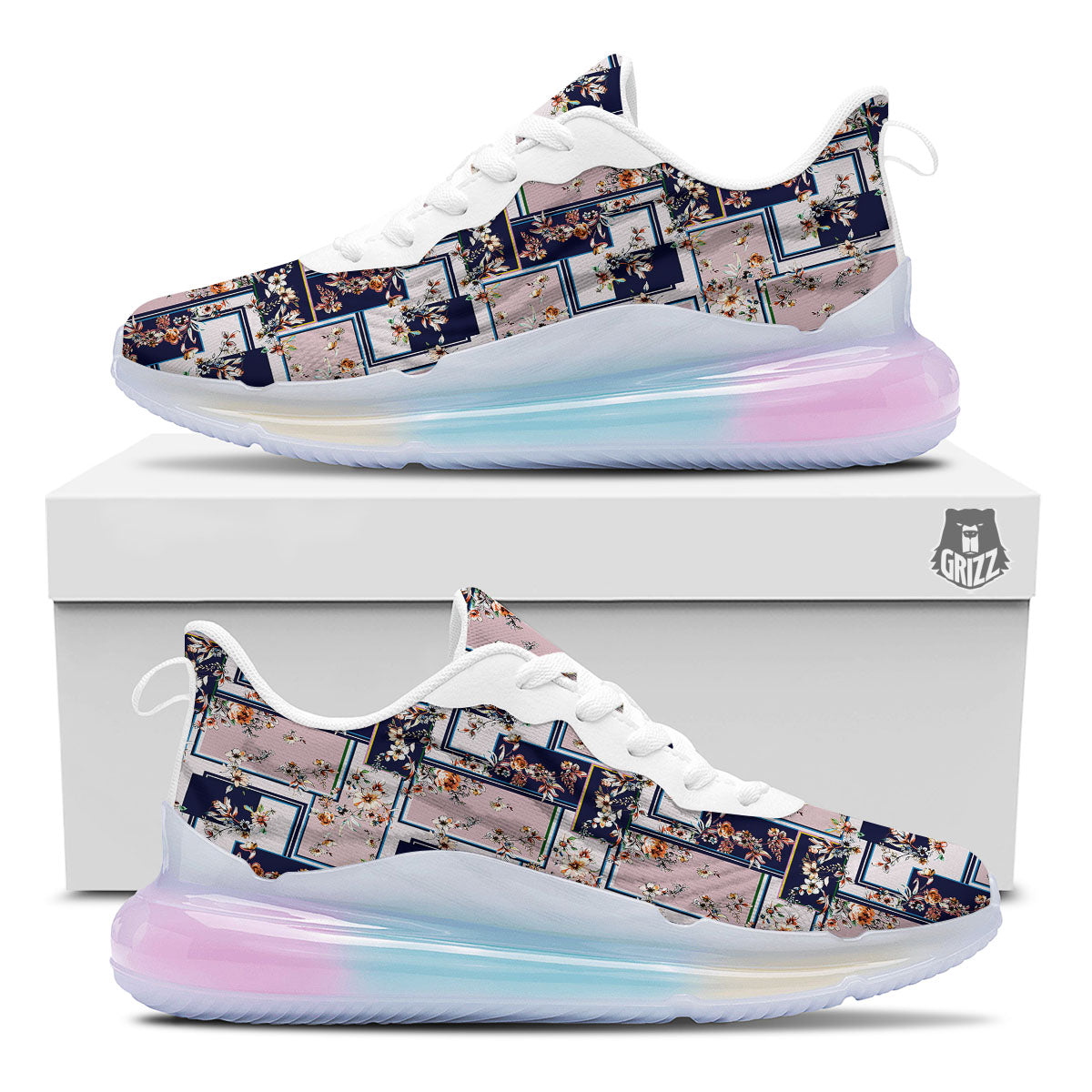 Patchwork Flower Vintage Print Pattern Running Sneakers-grizzshop