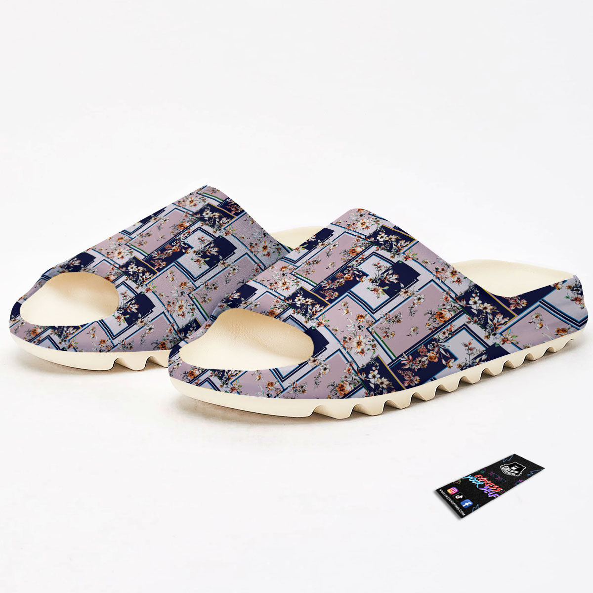 Patchwork Flower Vintage Print Pattern Sandals-grizzshop
