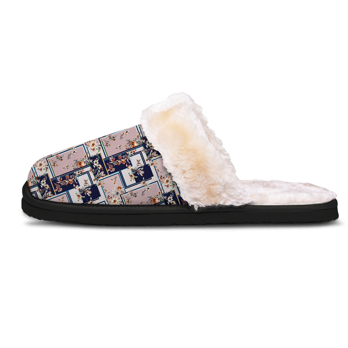 Patchwork Flower Vintage Print Pattern Slippers-grizzshop