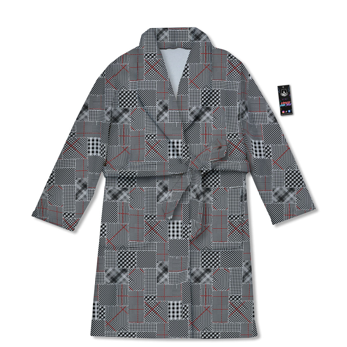 Patchwork Glen Plaid Print Pattern Bathrobe-grizzshop
