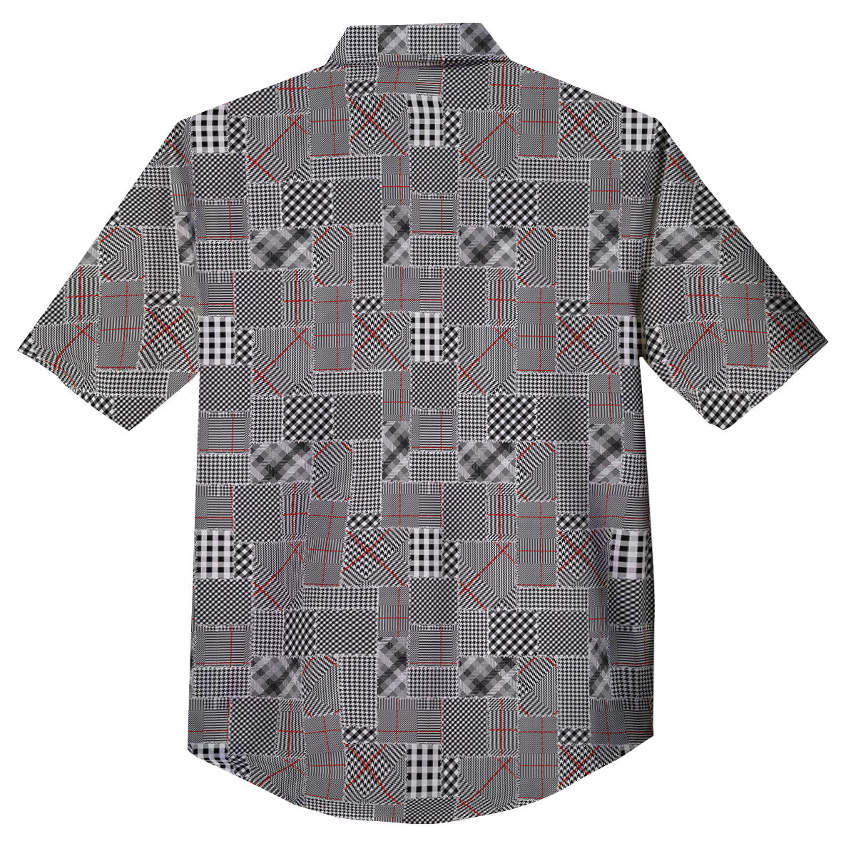 Patchwork Glen Plaid Print Pattern Button Up Shirt-grizzshop