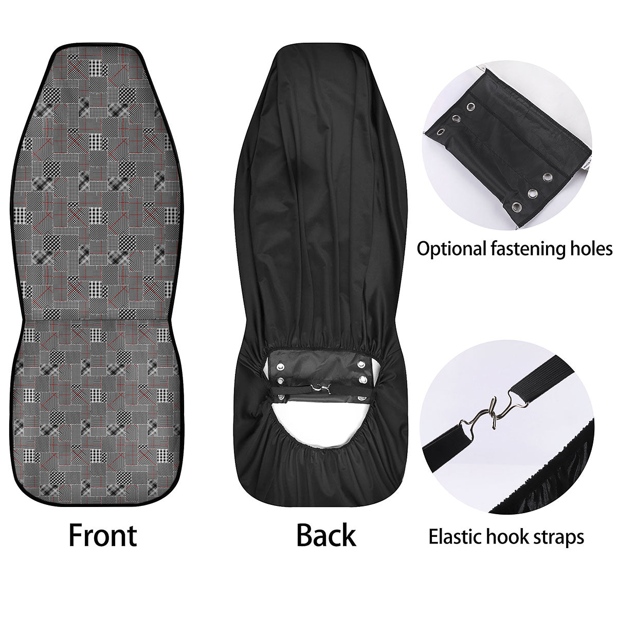 Patchwork Glen Plaid Print Pattern Car Seat Covers-grizzshop