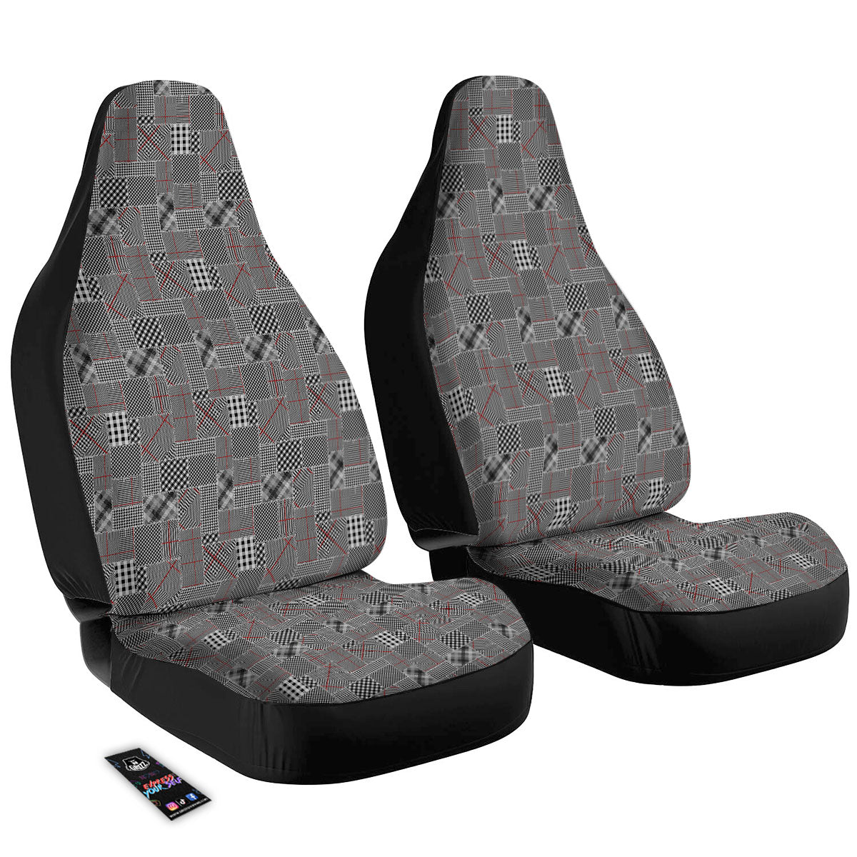 Patchwork Glen Plaid Print Pattern Car Seat Covers-grizzshop