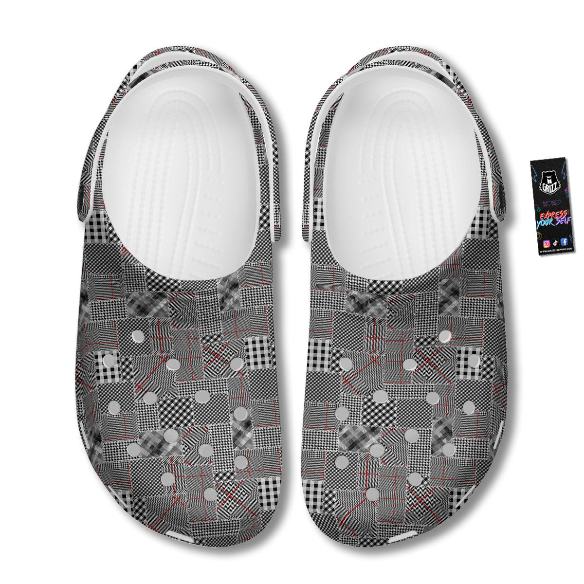 Patchwork Glen Plaid Print Pattern Clog-grizzshop
