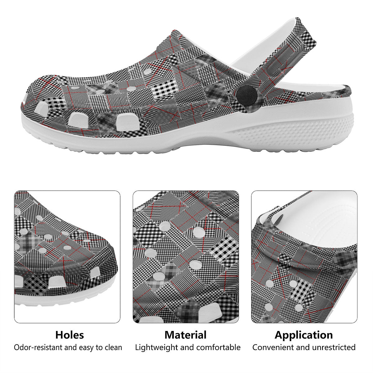 Patchwork Glen Plaid Print Pattern Clog-grizzshop
