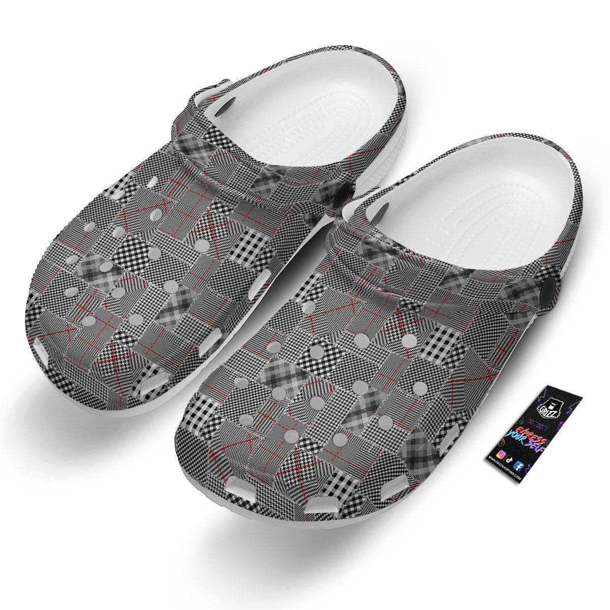 Patchwork Glen Plaid Print Pattern Clog-grizzshop