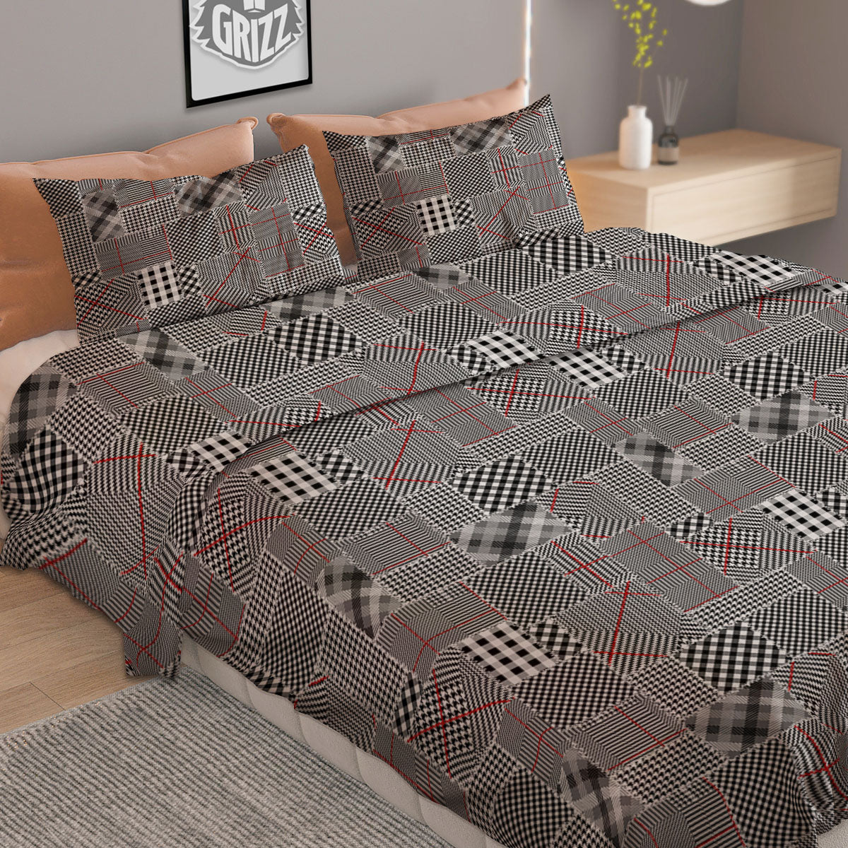 Patchwork Glen Plaid Print Pattern Duvet Cover Bedding Set-grizzshop