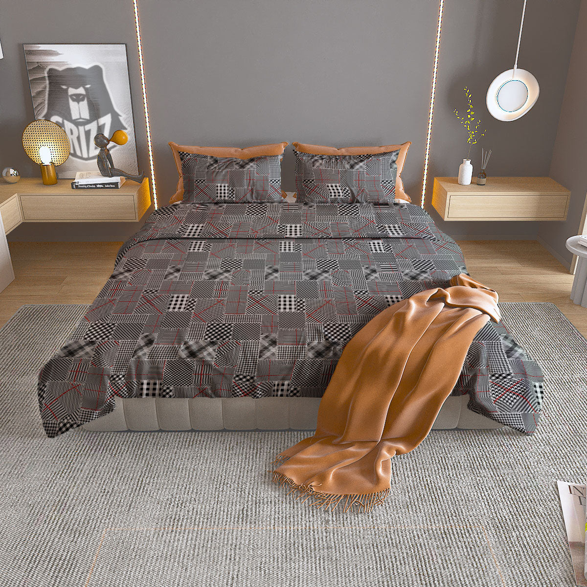 Patchwork Glen Plaid Print Pattern Duvet Cover Bedding Set