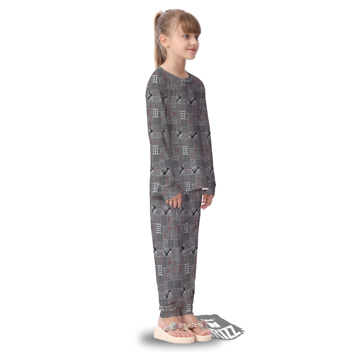 Patchwork Glen Plaid Print Pattern Kid's Pajamas-grizzshop