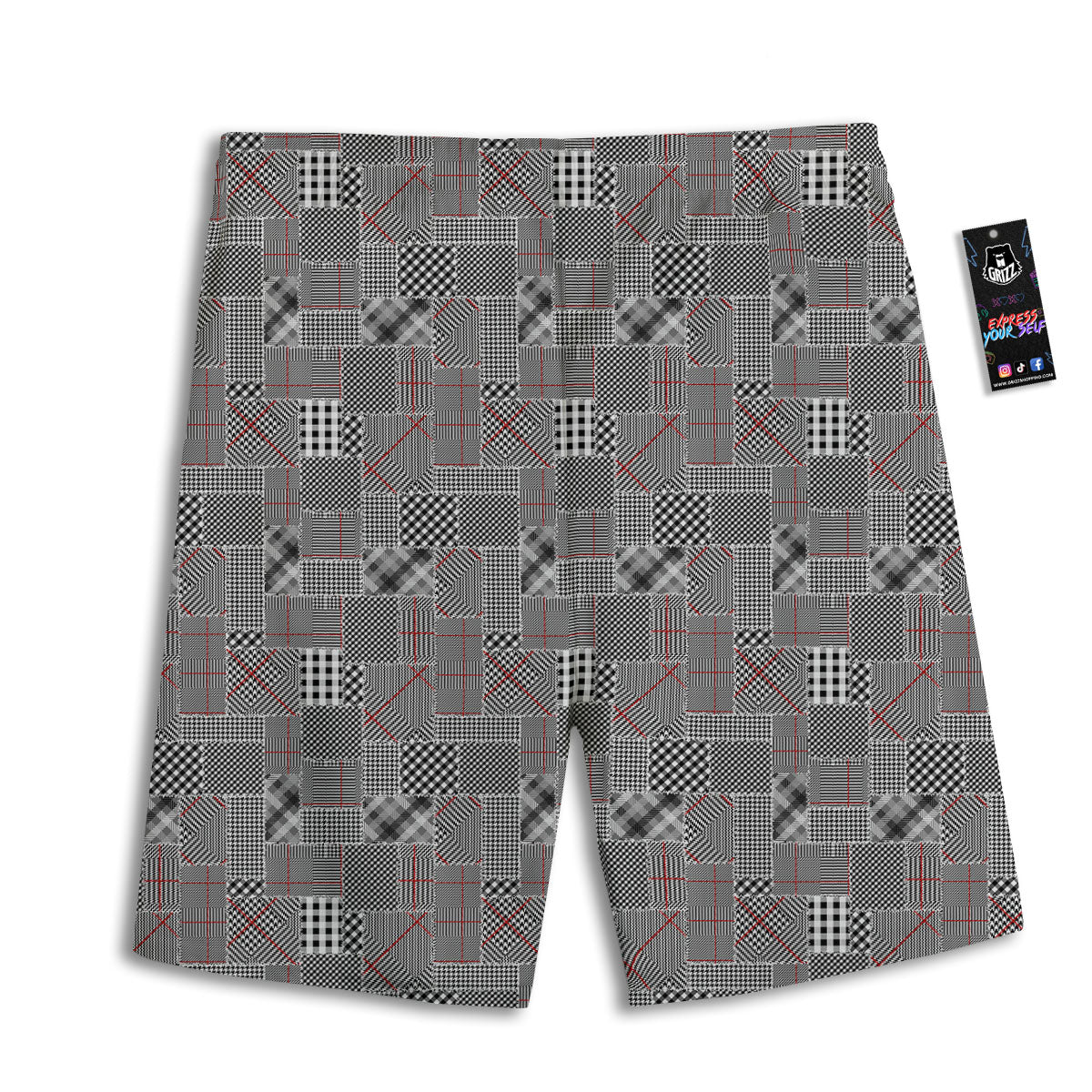 Patchwork Glen Plaid Print Pattern Men's Athletic Shorts-grizzshop