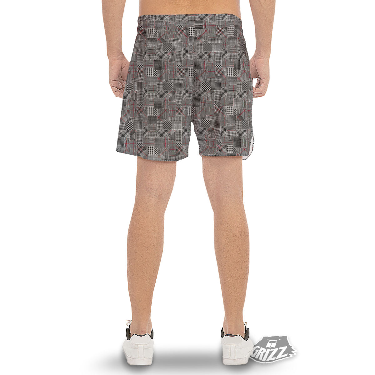 Patchwork Glen Plaid Print Pattern Men's Gym Shorts-grizzshop