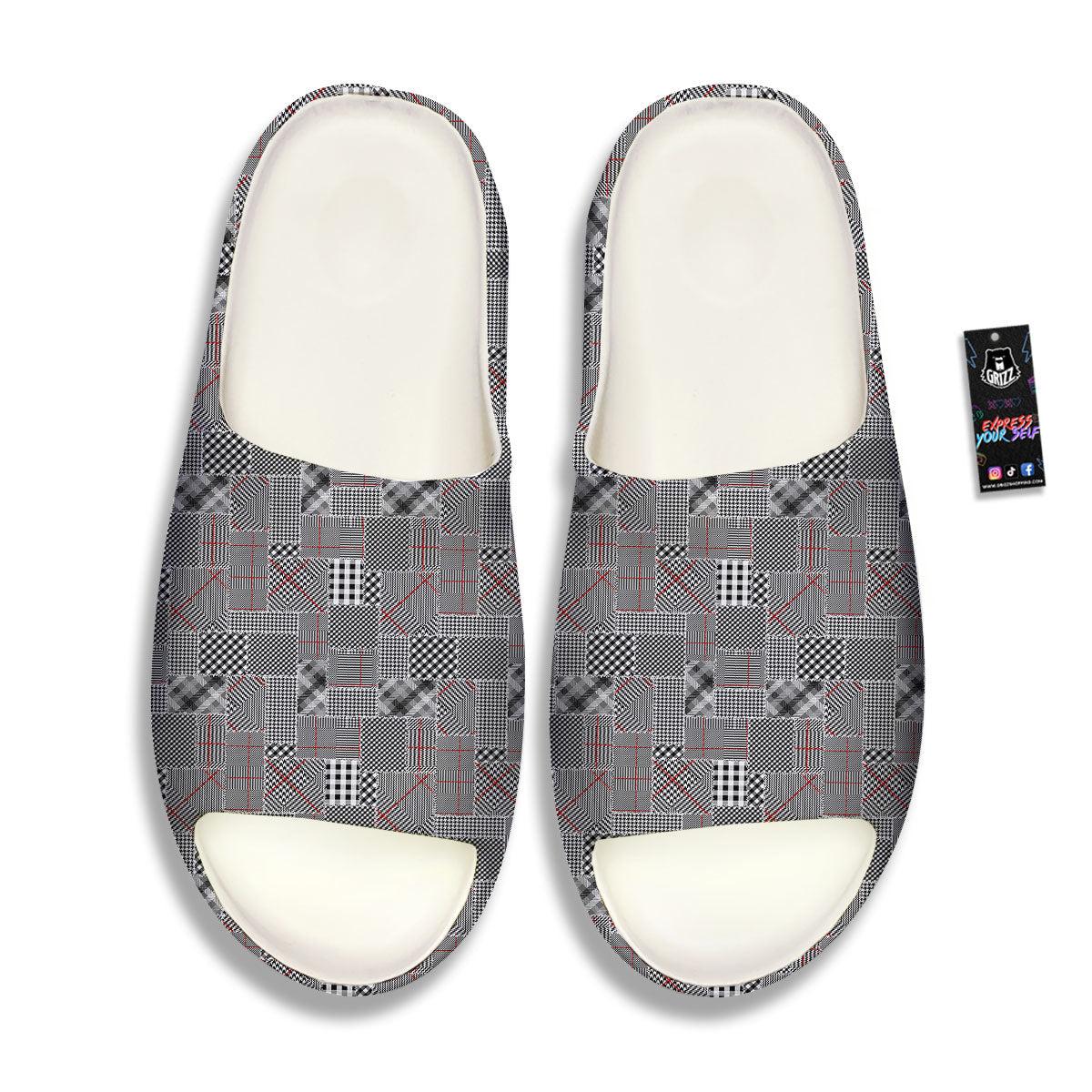 Patchwork Glen Plaid Print Pattern Sandals-grizzshop