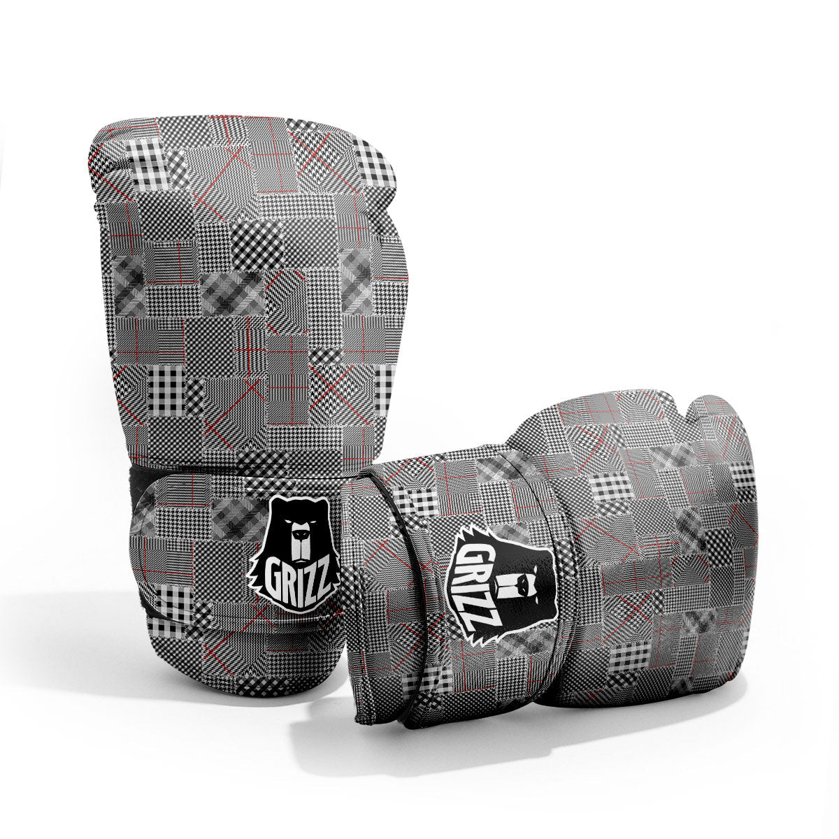Patchwork Glen Plaid Print Pattern Sparring Gloves-grizzshop