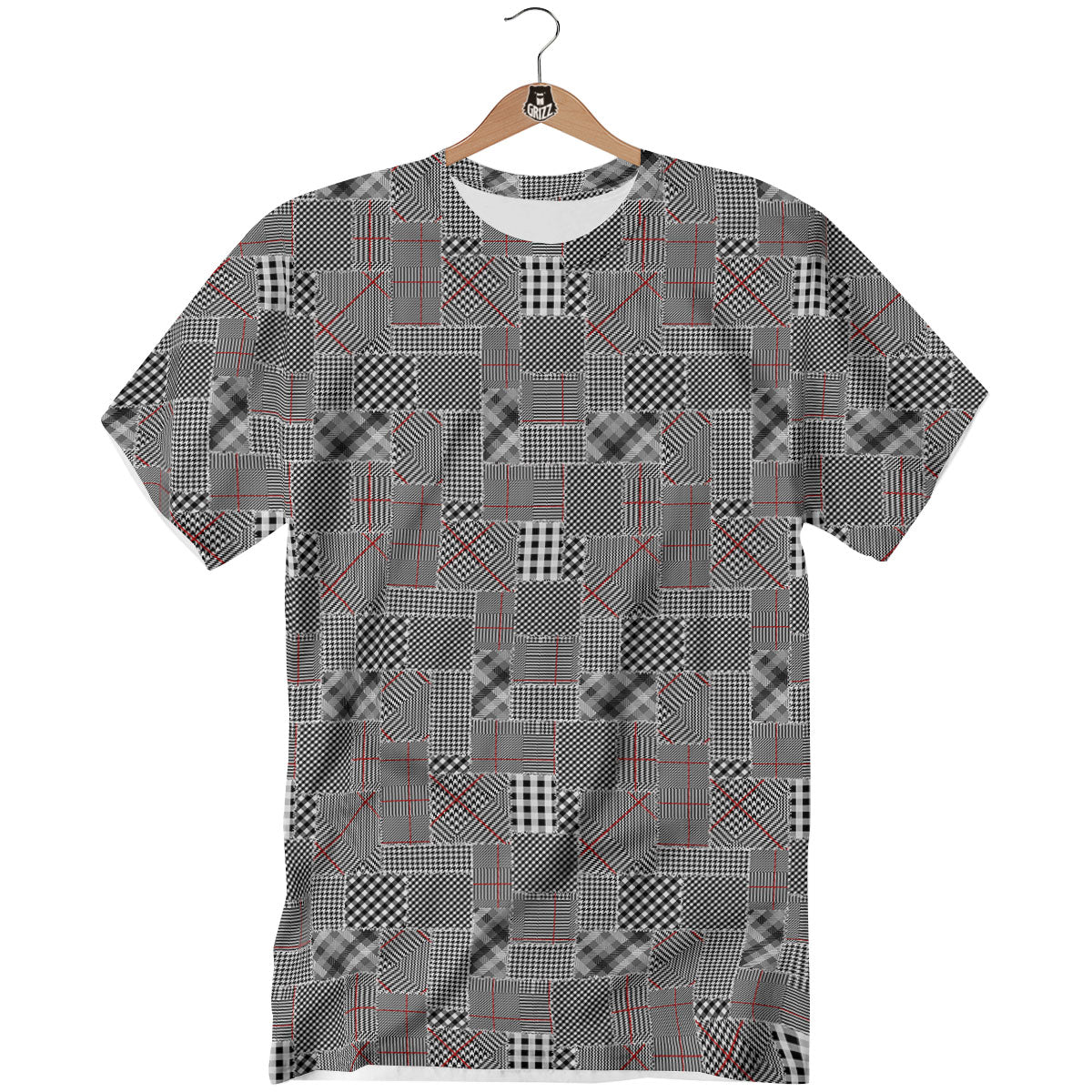 Patchwork Glen Plaid Print Pattern T-Shirt-grizzshop