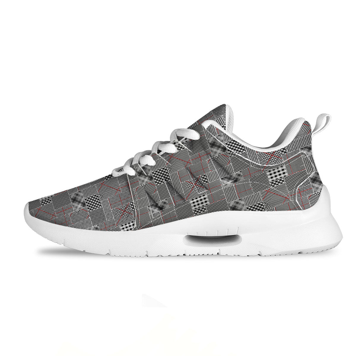 Patchwork Glen Plaid Print Pattern Tennis Shoes-grizzshop