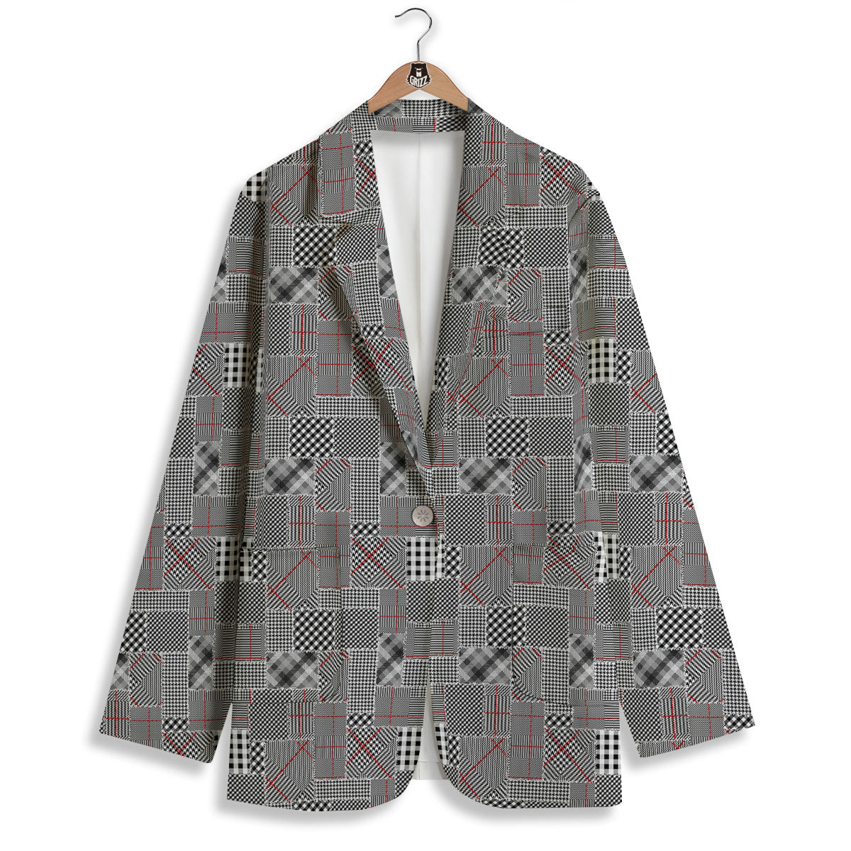 Patchwork Glen Plaid Print Pattern Women's Blazer-grizzshop