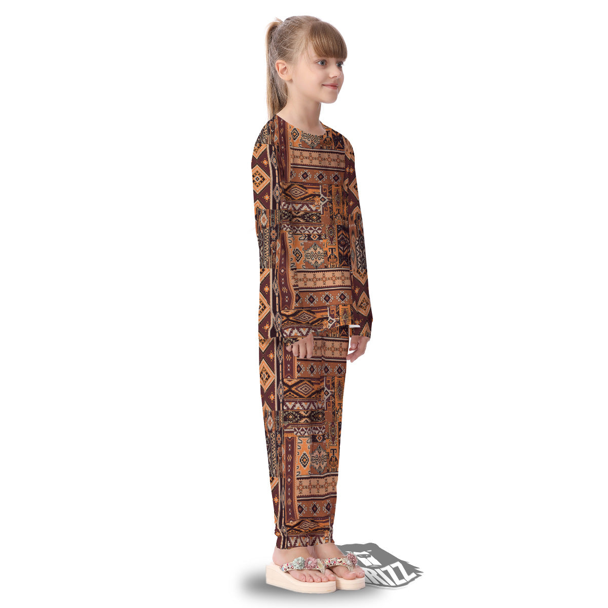 Patchwork Grunge Native American Print Pattern Kid's Pajamas-grizzshop