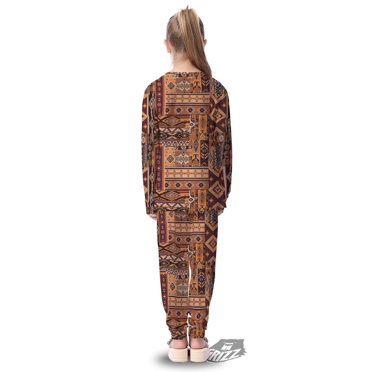 Patchwork Grunge Native American Print Pattern Kid's Pajamas-grizzshop
