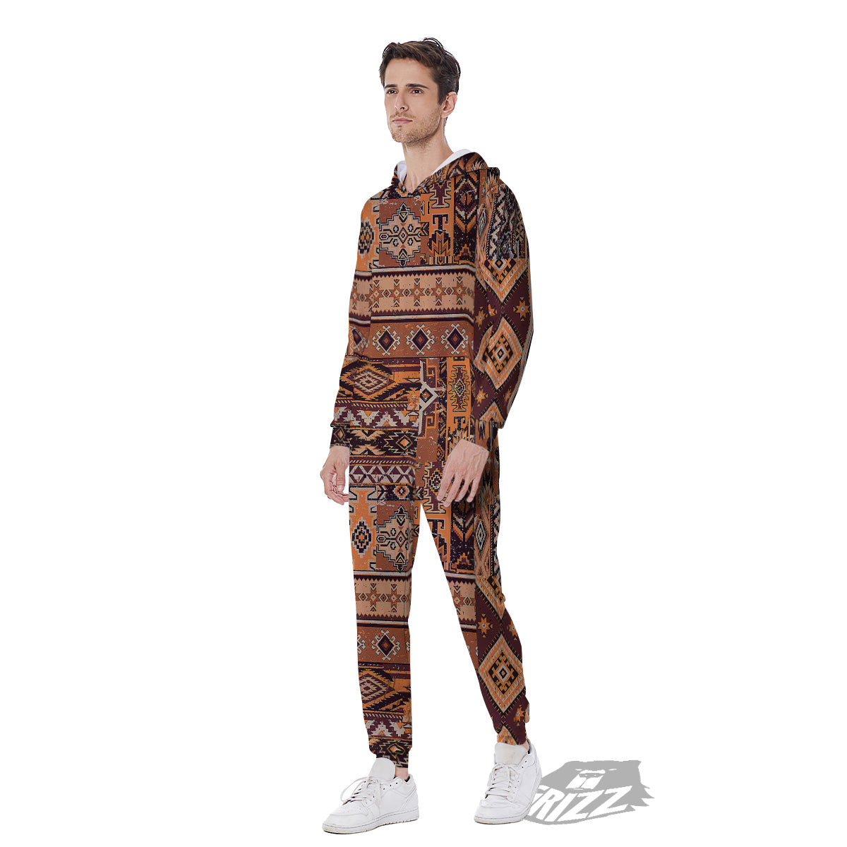 Patchwork Grunge Native American Print Pattern Men's Jumpsuit-grizzshop