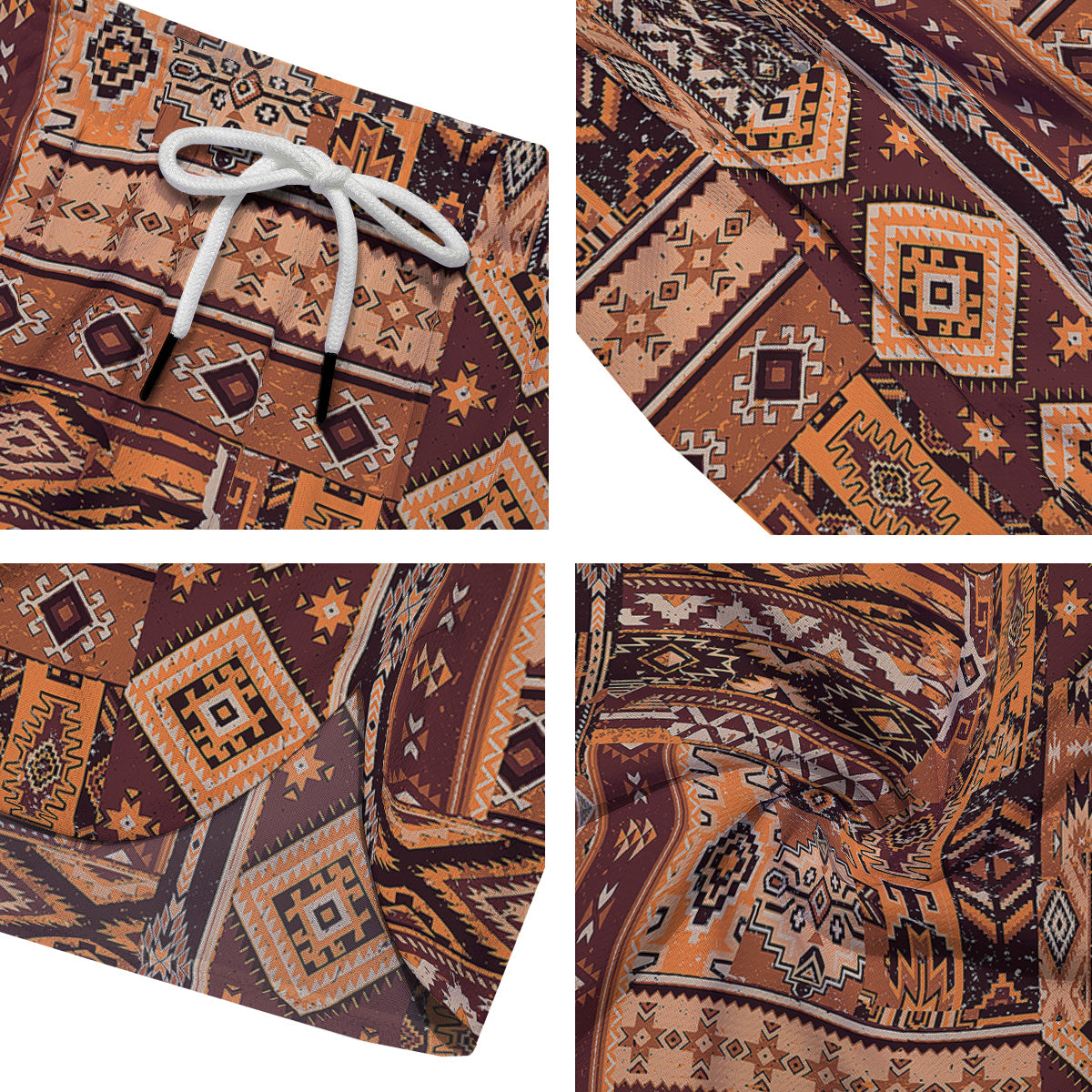 Patchwork Grunge Native American Print Pattern Men's Running Shorts-grizzshop