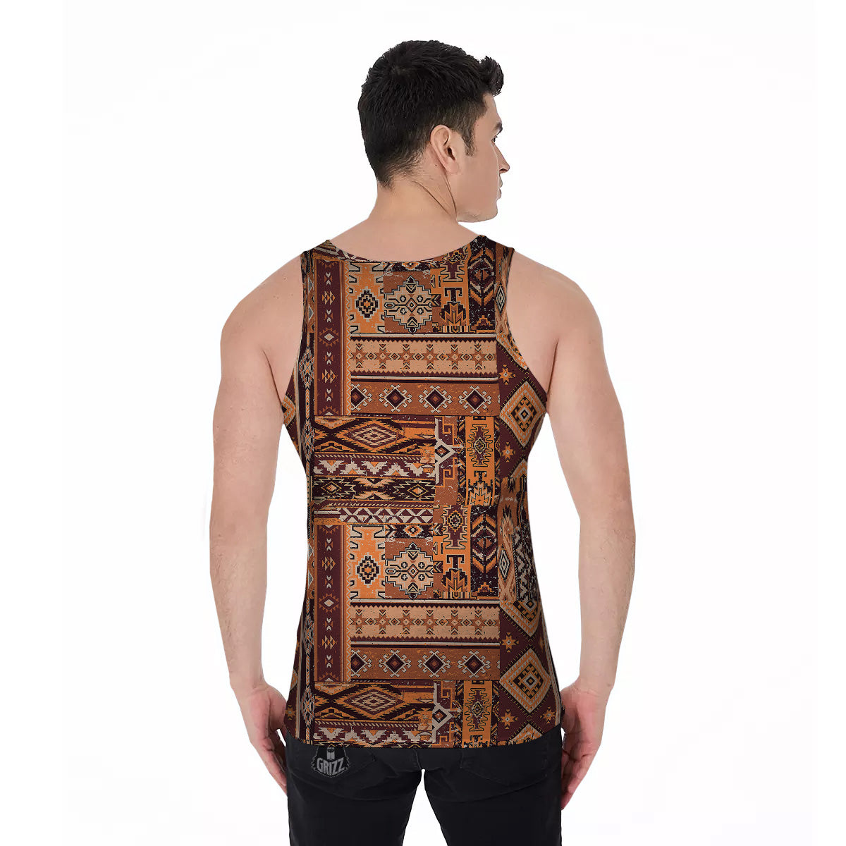 Patchwork Grunge Native American Print Pattern Men's Tank Top-grizzshop