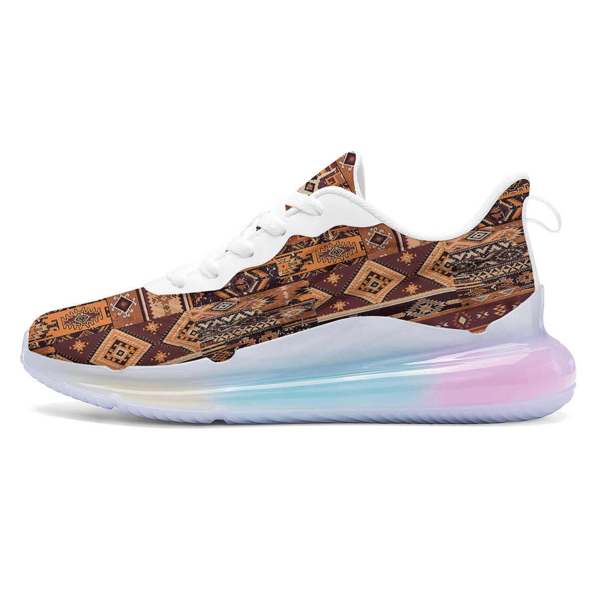 Patchwork Grunge Native American Print Pattern Running Sneakers-grizzshop