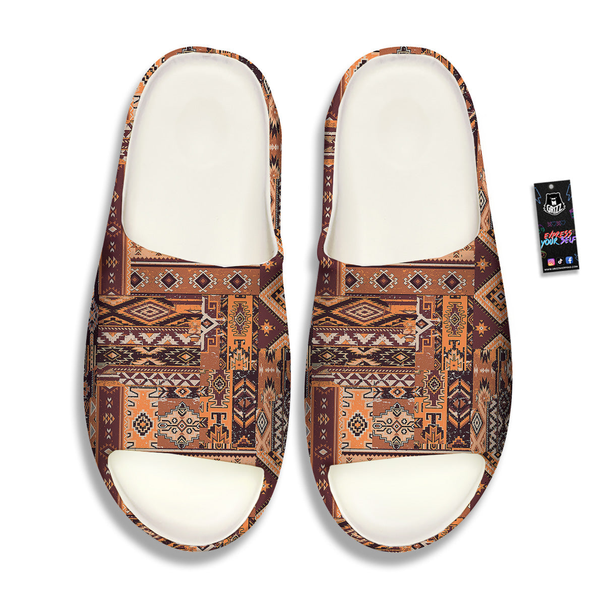Patchwork Grunge Native American Print Pattern Sandals-grizzshop