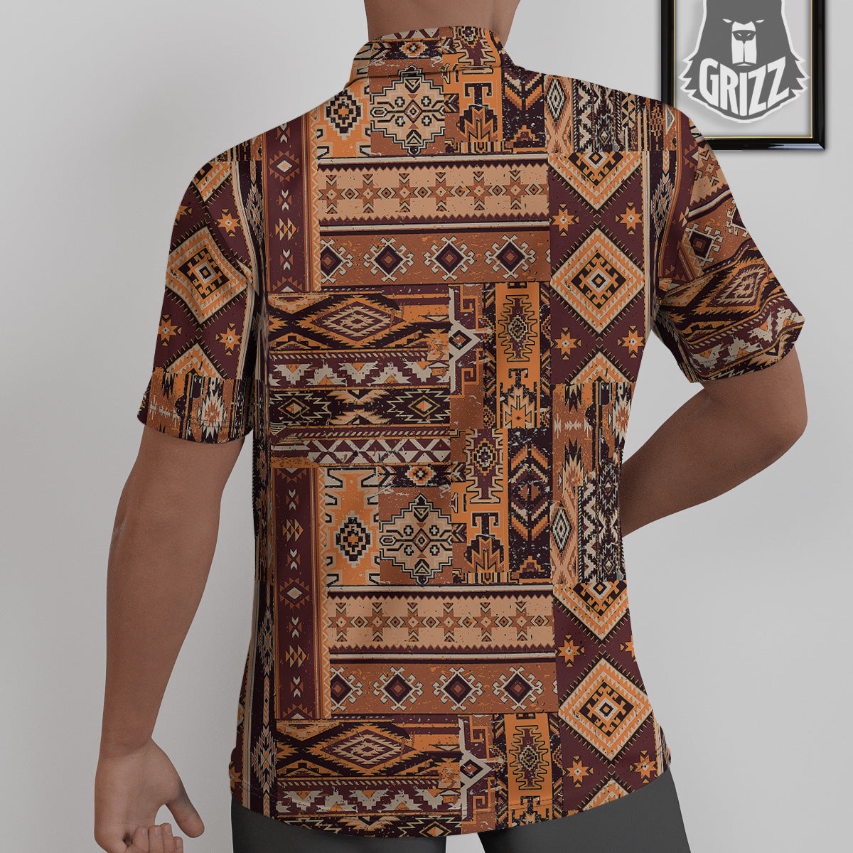 Patchwork Grunge Native American Print Pattern Untucked Shirts-grizzshop