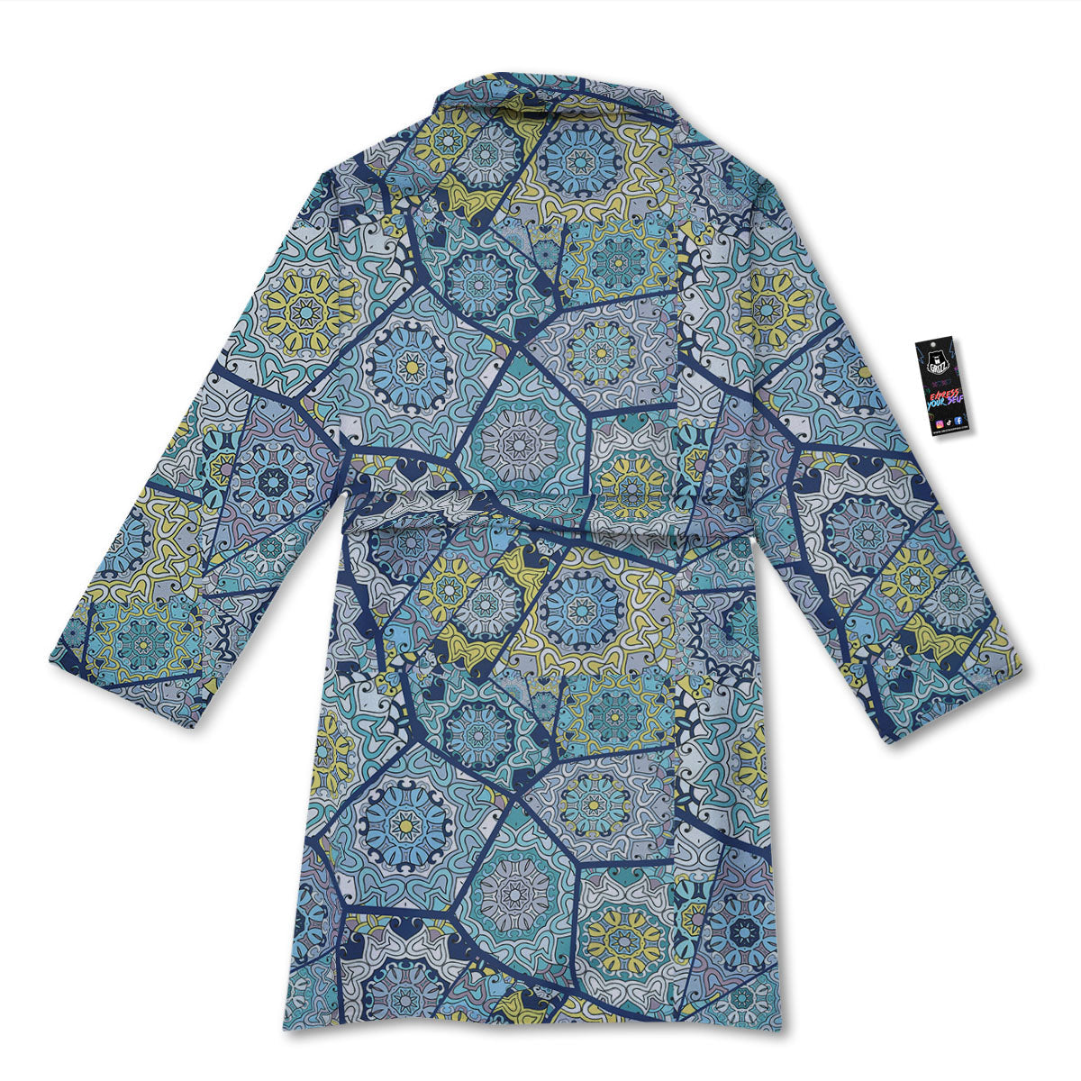 Patchwork Indian Floral Print Pattern Bathrobe-grizzshop