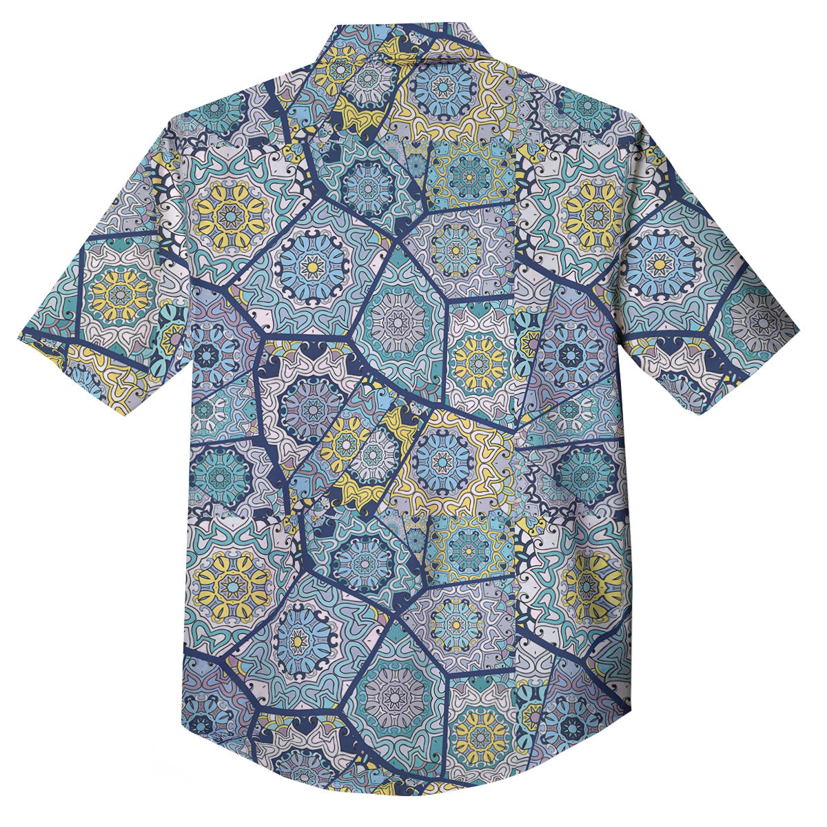 Patchwork Indian Floral Print Pattern Button Up Shirt-grizzshop