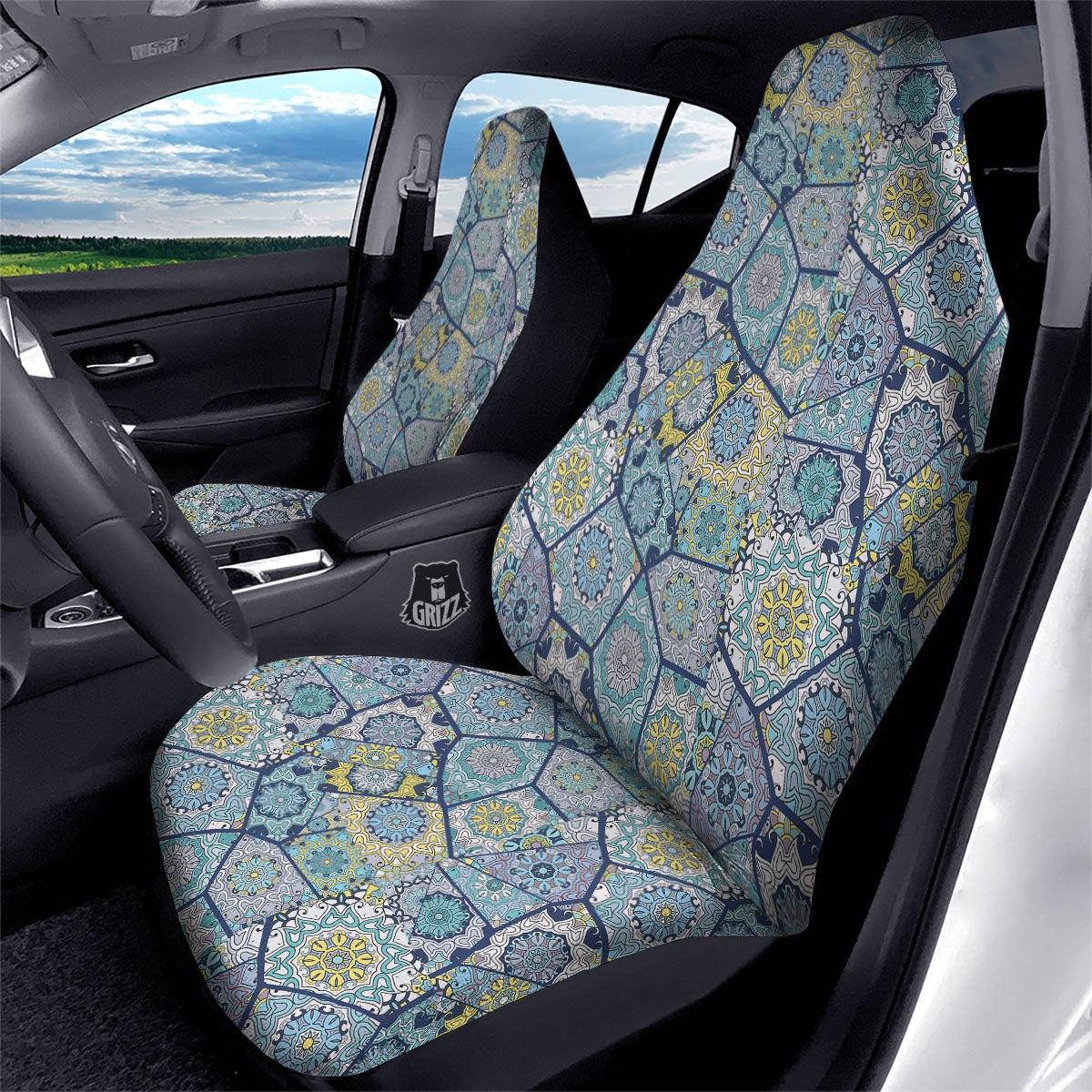 Patchwork Indian Floral Print Pattern Car Seat Covers-grizzshop